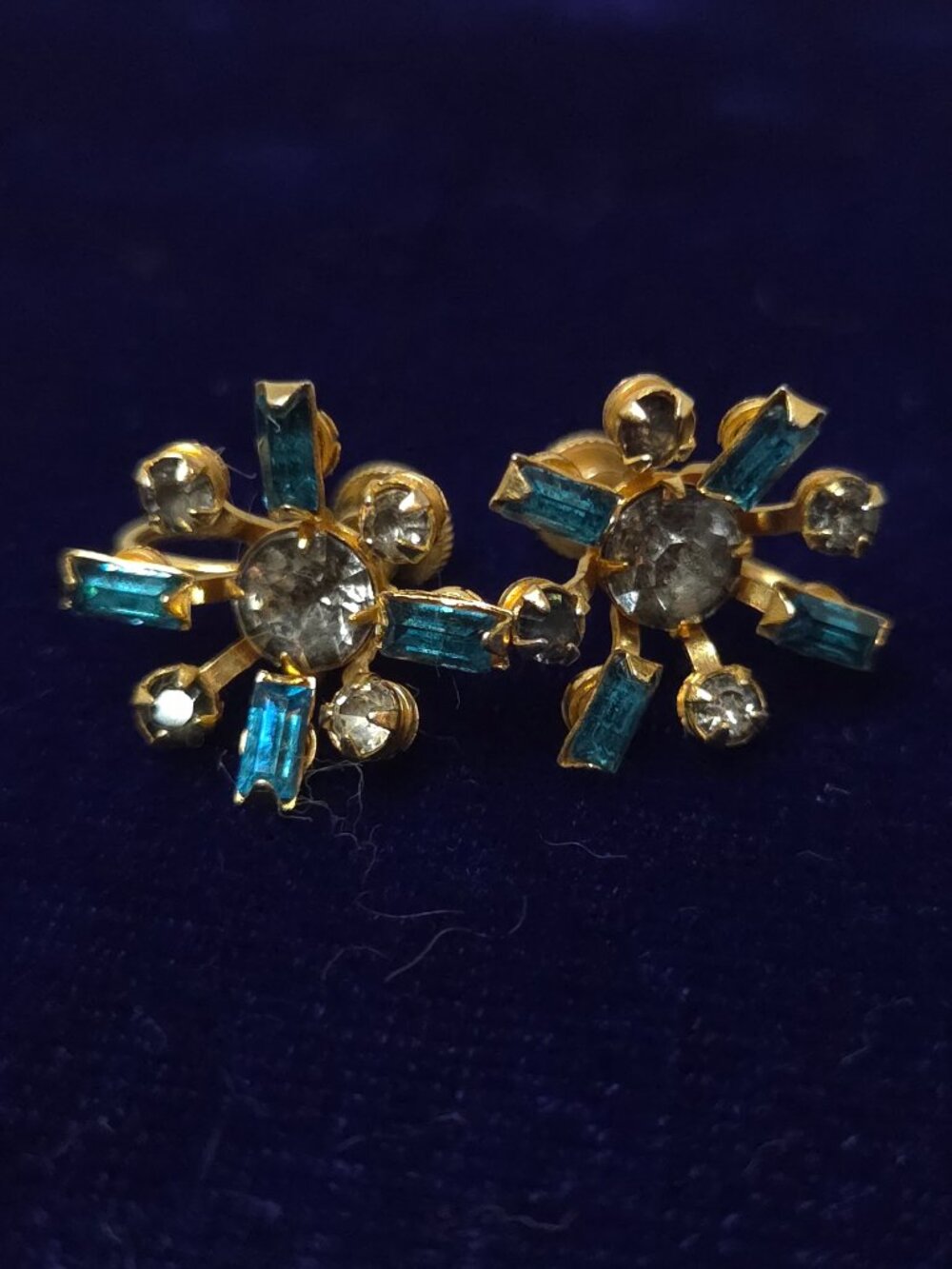 Vintage B.N. Rhinestone Screw Back Earrings